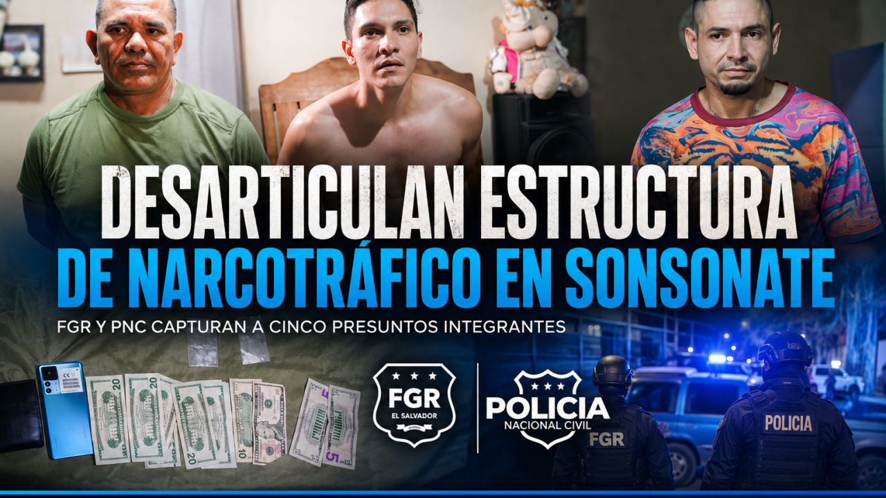 Operativo de la FGR y la PNC contra una estructura de narcotráfico en Sonsonate.