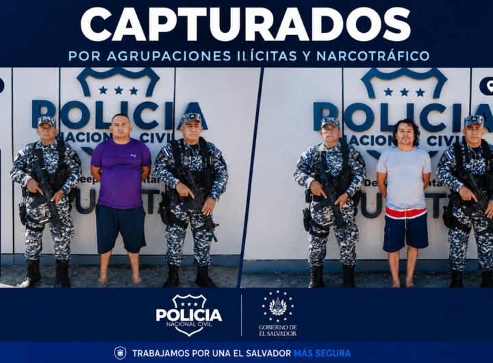 La PNC captura a dos hombres requeridos por delitos de agrupaciones ilícitas y narcotráfico en Usulután Este.