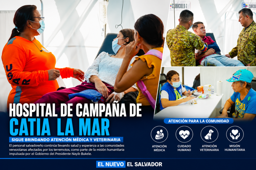 Hospital de campaña de Catia La Mar brinda atención médica y veterinaria a familias afectadas por los terremotos en Venezuela.