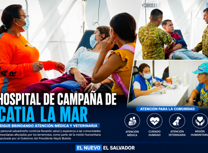 Hospital de campaña de Catia La Mar brinda atención médica y veterinaria a familias afectadas por los terremotos en Venezuela.