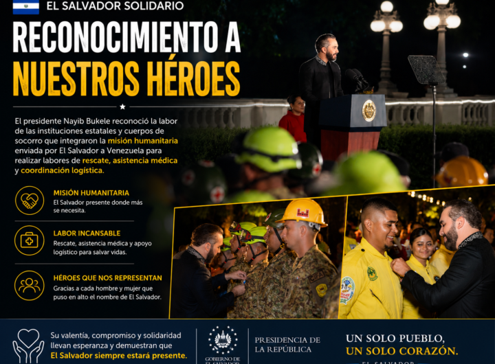 Bukele reconoce a integrantes de la misión humanitaria de El Salvador a Venezuela.