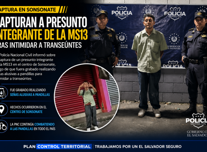 Captura de un presunto integrante de la MS13 en el centro de Sonsonate durante un operativo de la PNC y la Fuerza Armada.
