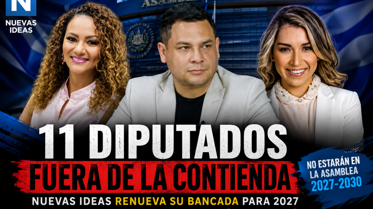 Los diputados Dania González, Edgardo Mulato y Johana Hernández aparecen en una imagen sobre la renovación de candidaturas de Nuevas Ideas para las elecciones legislativas de 2027.