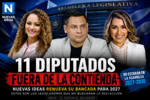 Los diputados Dania González, Edgardo Mulato y Johana Hernández aparecen en una imagen sobre la renovación de candidaturas de Nuevas Ideas para las elecciones legislativas de 2027.