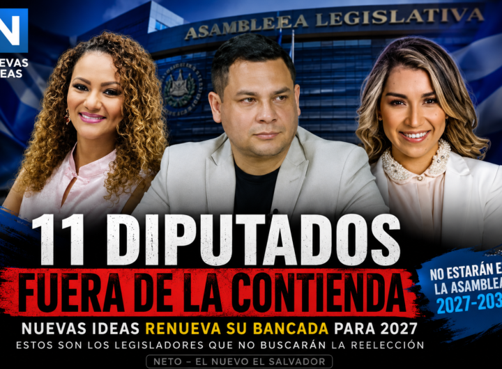 Los diputados Dania González, Edgardo Mulato y Johana Hernández aparecen en una imagen sobre la renovación de candidaturas de Nuevas Ideas para las elecciones legislativas de 2027.