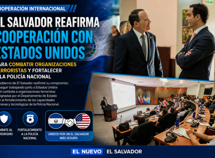 Representantes de El Salvador y Estados Unidos durante una reunión sobre cooperación para fortalecer la PNC.