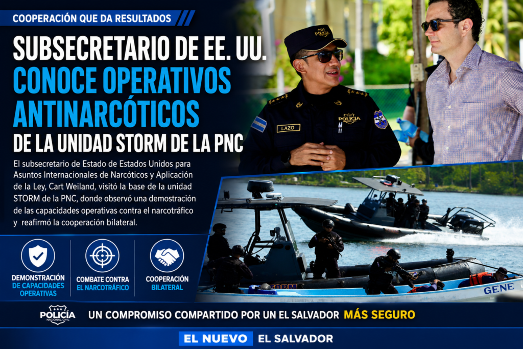 Subsecretario de EE. UU. conoce capacidad operativa de la unidad STORM de la PNC en combate al narcotráfico