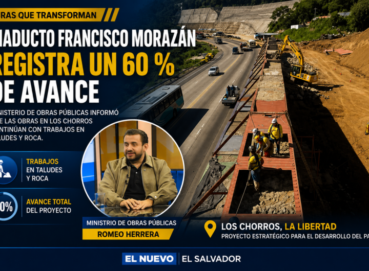 Viaducto Francisco Morazán durante los trabajos de construcción en el tramo Los Chorros con un 60 % de avance.