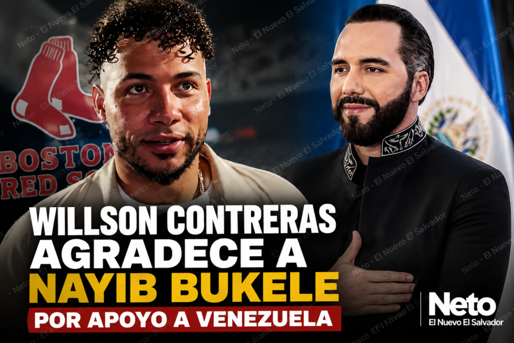 Willson Contreras elogia a Nayib Bukele durante una entrevista en la que agradece su apoyo a Venezuela.