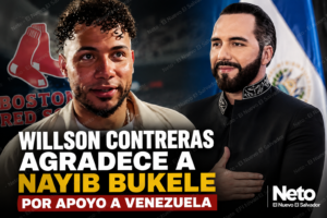 Willson Contreras elogia a Nayib Bukele durante una entrevista en la que agradece su apoyo a Venezuela.