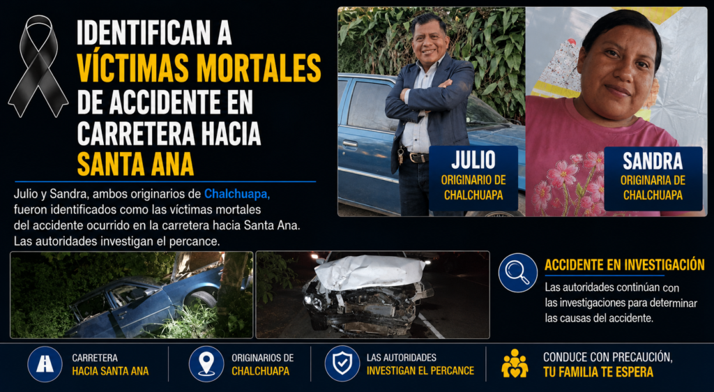 Accidente en Chalchuapa deja dos víctimas mortales