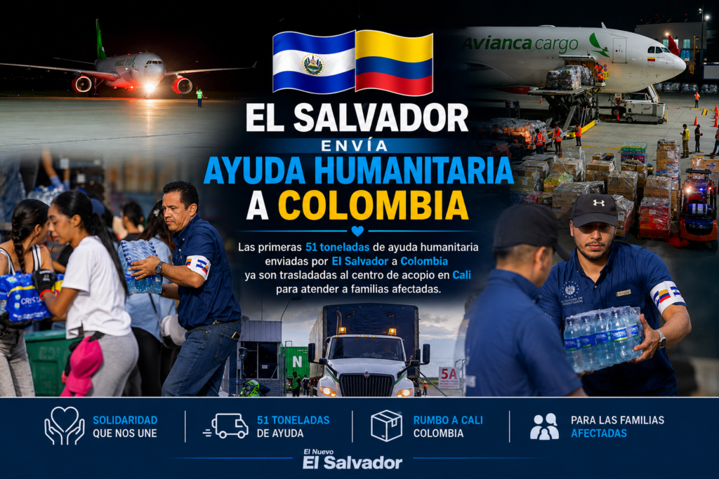 Ayuda humanitaria de El Salvador es trasladada a Cali, Colombia