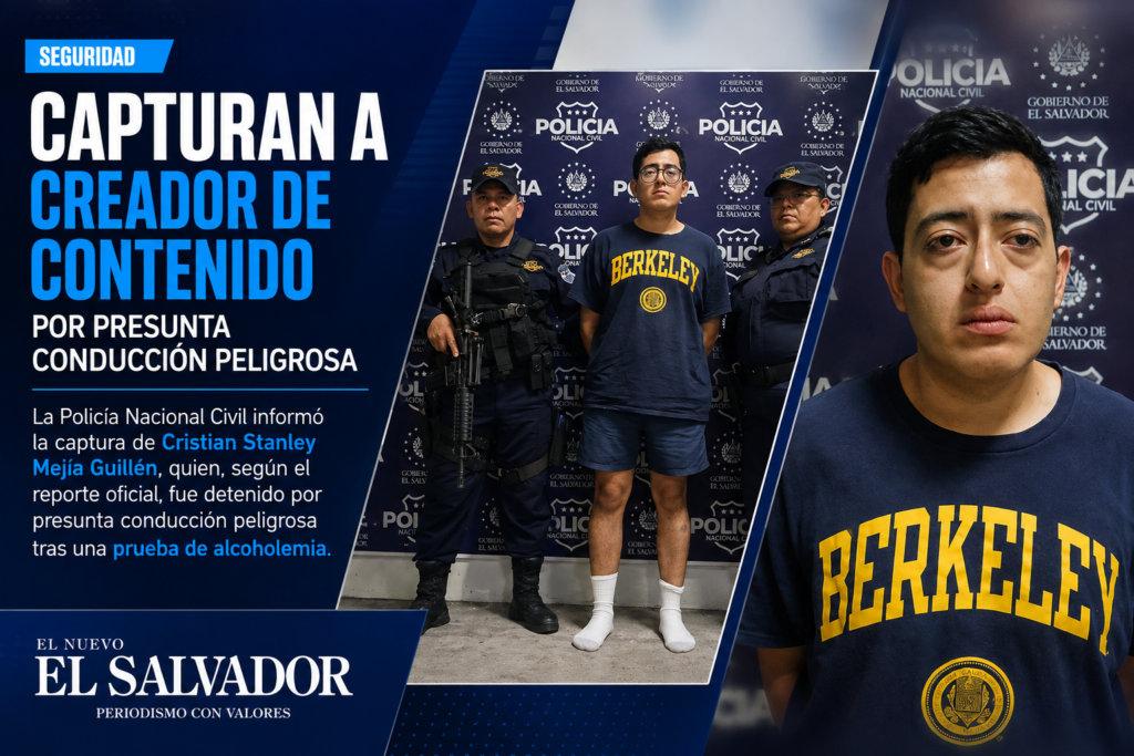 Captura de Cristian Stanley Mejía Guillén realizada por la PNC en Cuscatlán Sur.