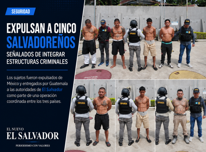 Autoridades de Guatemala trasladan a cinco pandilleros expulsados de México para entregarlos a El SalvAutoridades de Guatemala trasladan a cinco pandilleros expulsados de México para entregarlos a El Salvador.ador.