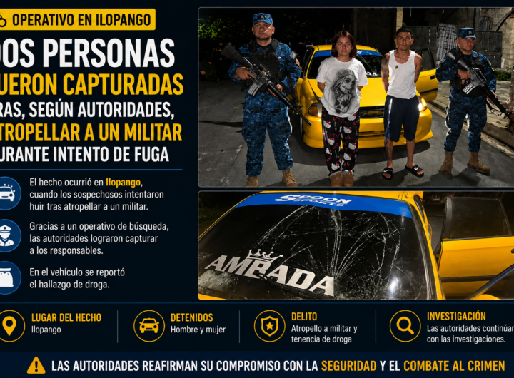 Capturan a dos sujetos tras atropellar a un militar en Ilopango