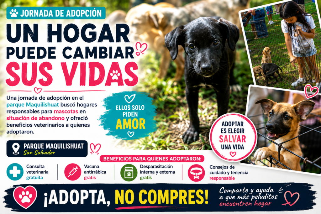 Jornada de adopción de mascotas en el parque Maquilishuat