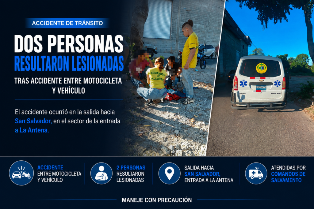 Dos personas resultan lesionadas tras accidente entre moto y vehículo en La Antena
