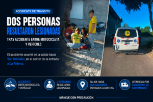 Dos personas resultan lesionadas tras accidente entre moto y vehículo en La Antena