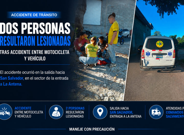 Dos personas resultan lesionadas tras accidente entre moto y vehículo en La Antena