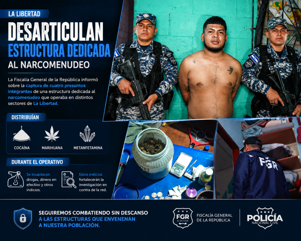 Operativo de la FGR contra una estructura de narcomenudeo en La Libertad.