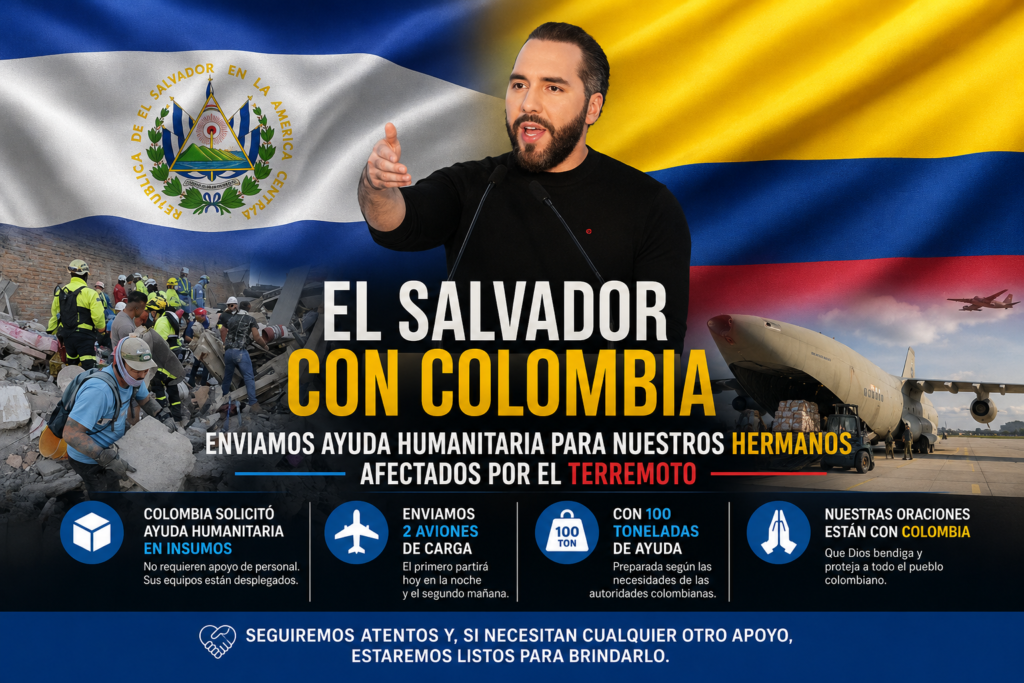 Nayib Bukele anuncia ayuda humanitaria para Colombia tras terremoto