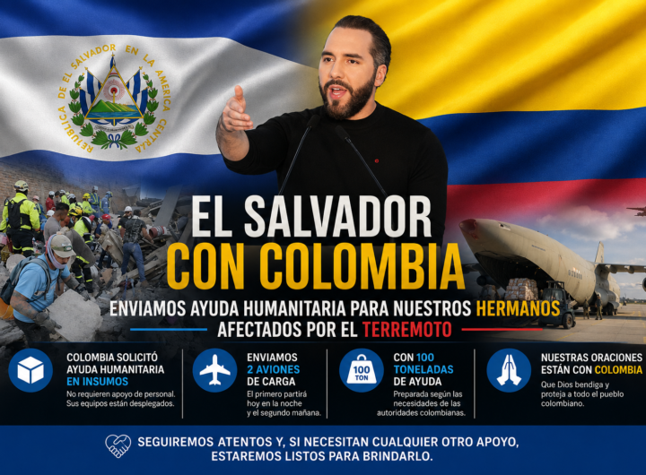 Nayib Bukele anuncia ayuda humanitaria para Colombia tras terremoto