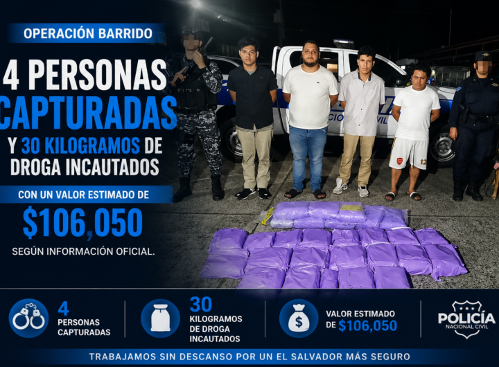 Operación Barrido deja cuatro capturados y 30 kilos de droga incautados