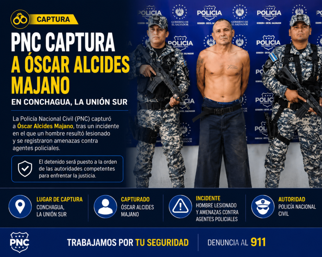 Óscar Alcides Majano detenido por la PNC en Conchagua