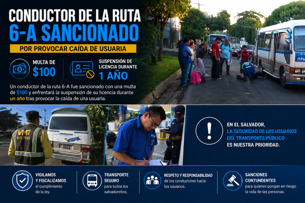 Ruta 6-A, conductor sancionado tras caída de una usuaria