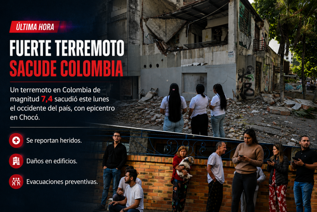 Terremoto en Colombia de magnitud 7,4 causa daños en Chocó y otras ciudades
