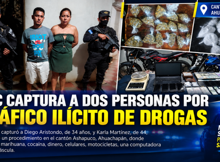 PNC captura a dos personas por tráfico ilícito de drogas en Ahuachapán