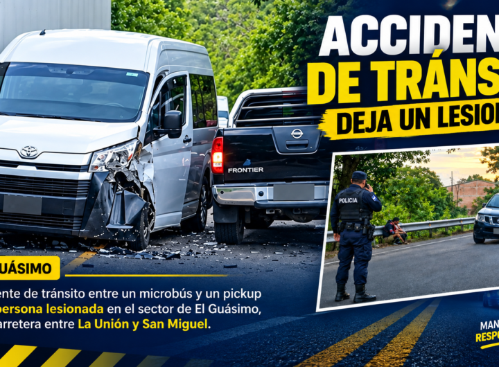 Accidente de tránsito entre microbús y pickup en El Guásimo