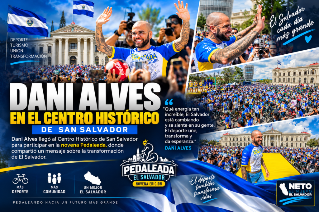 Dani Alves en la novena Pedaleada en San Salvador
