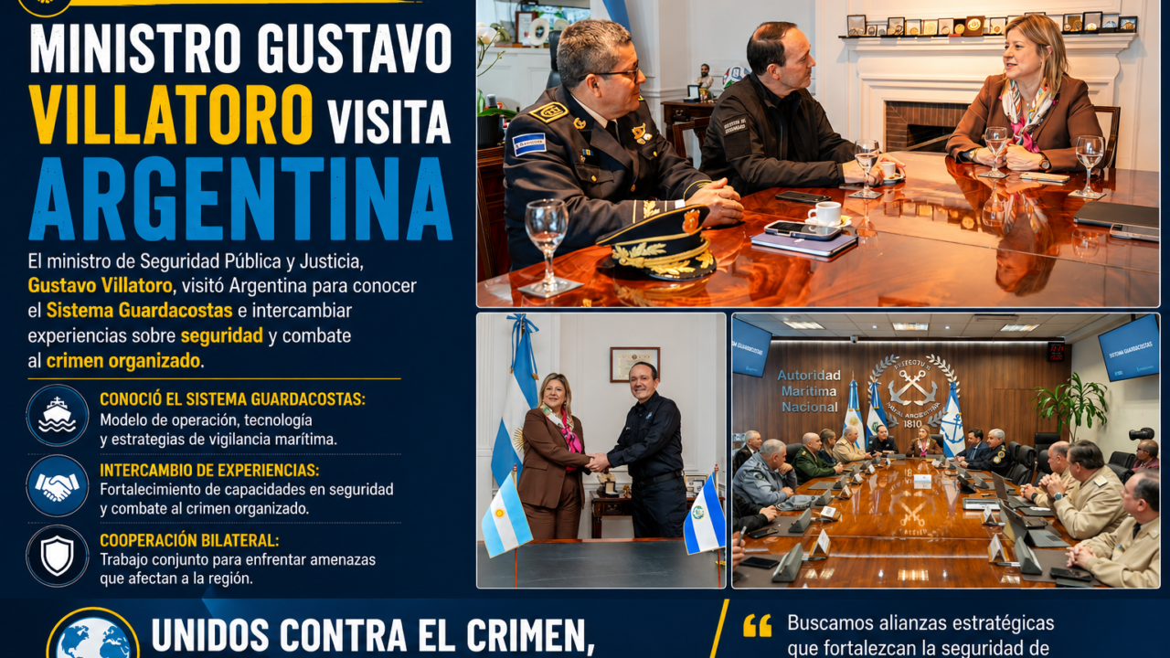 Gustavo Villatoro durante visita a la Prefectura Naval Argentina