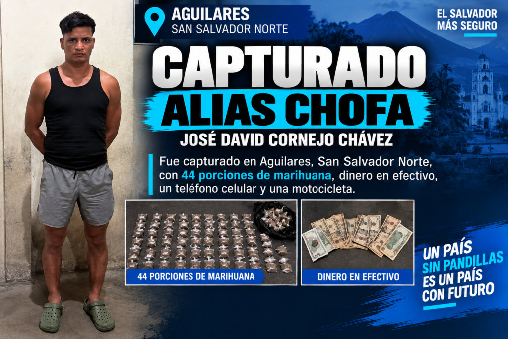 José David Cornejo Chávez, alias Chofa, capturado en Aguilares