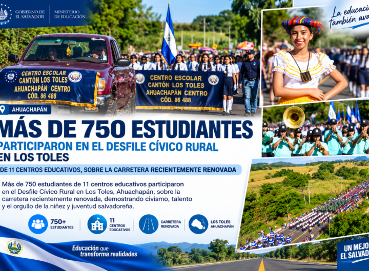 Estudiantes desfilan sobre carretera renovada en Los Toles