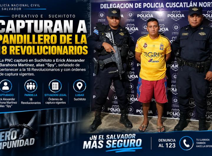 PNC captura a presunto pandillero de la 18 en Suchitoto