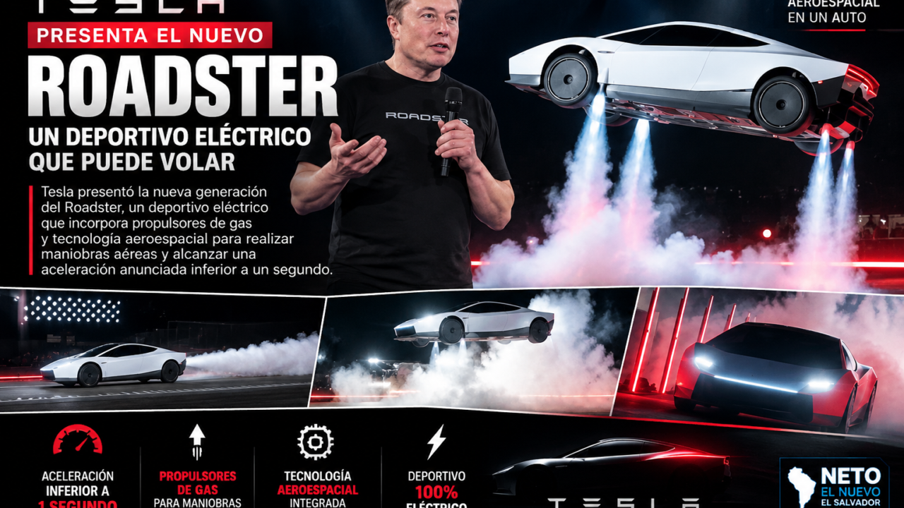Tesla Roadster eléctrico con tecnología de propulsión vinculada a SpaceX.