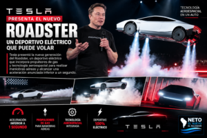 Tesla Roadster eléctrico con tecnología de propulsión vinculada a SpaceX.