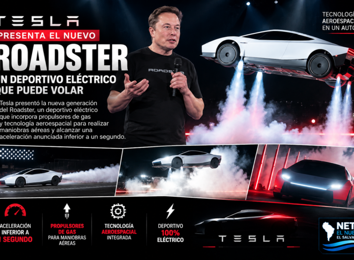 Tesla Roadster eléctrico con tecnología de propulsión vinculada a SpaceX.